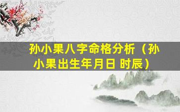 孙小果八字命格分析（孙小果出生年月日 时辰）